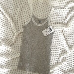 brandy melville ♡ long grey tank top lace - elena gilbert